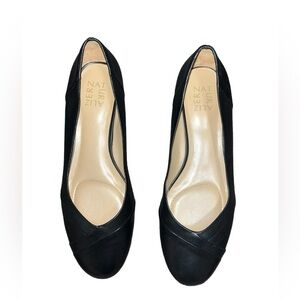 Naturalizer Womens Sz 11 M Gilly Black Leather Round Toe Ballet Flats